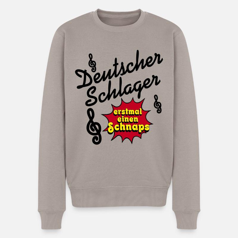 Schlager Party , Schlager Musik , erstmal Schnaps - Männer Premium Bio Pullover - Taupe