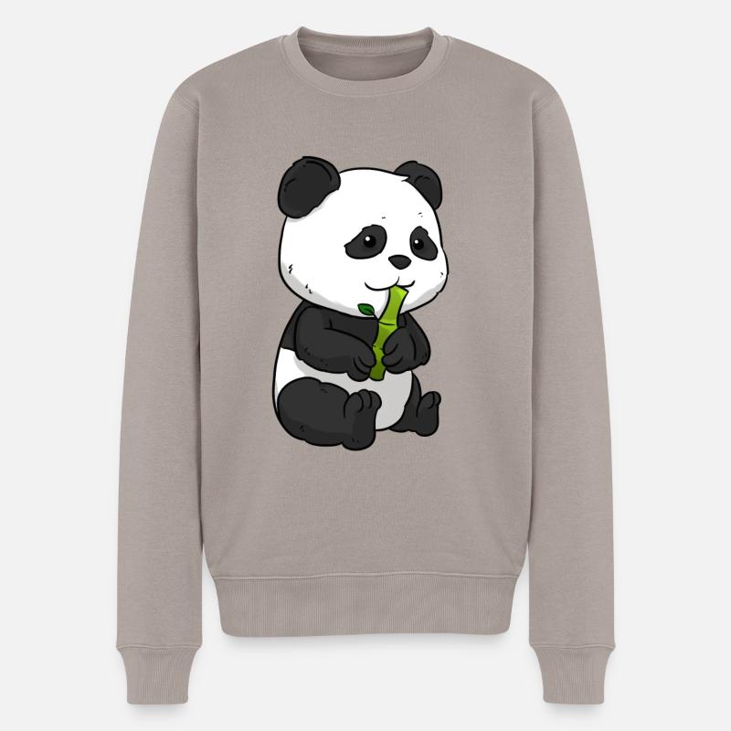 Panda Bambus Pandabär - Männer Premium Bio Pullover - Taupe