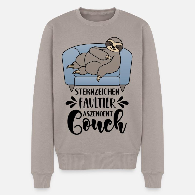 Sternzeichen Faultier Aszendent Couch Lustige - Männer Premium Bio Pullover - Taupe