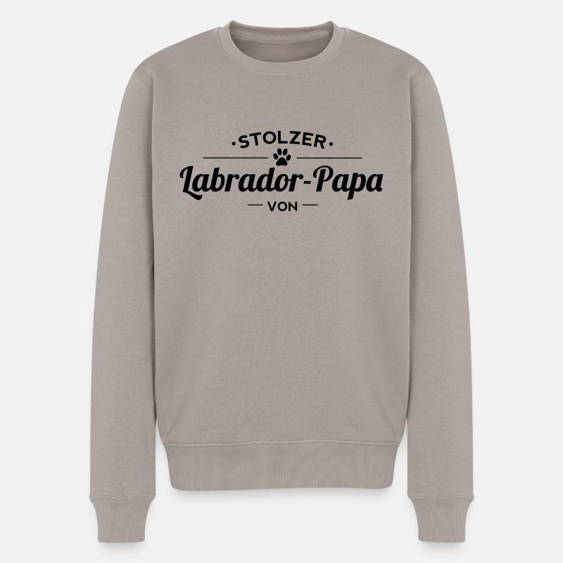 Labrador-Papa Wunschname - Männer Premium Bio Pullover - Taupe