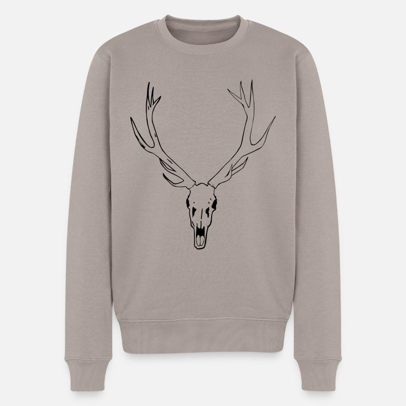 Hirsch Schädel - Männer Premium Bio Pullover - Taupe
