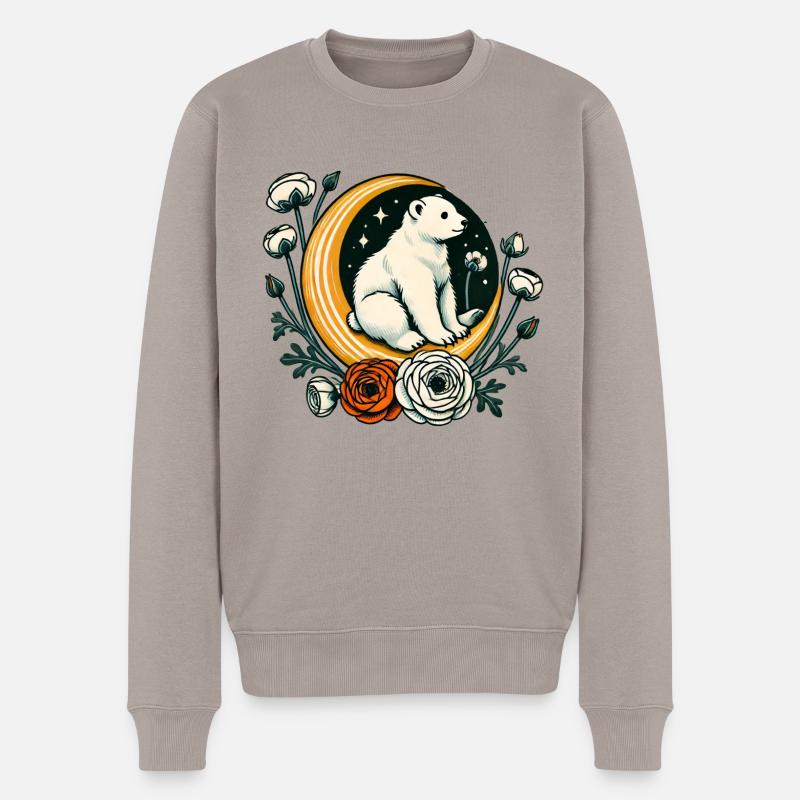 Panda Bär Mond - Männer Premium Bio Pullover - Taupe