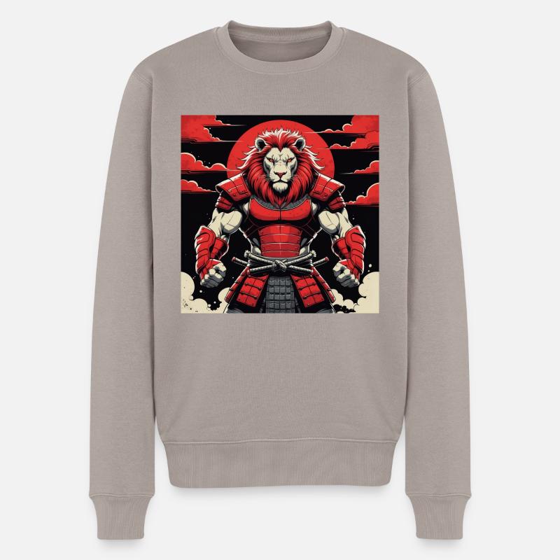 Guerrier Lion Samouraï - Pull Premium bio Homme - taupe