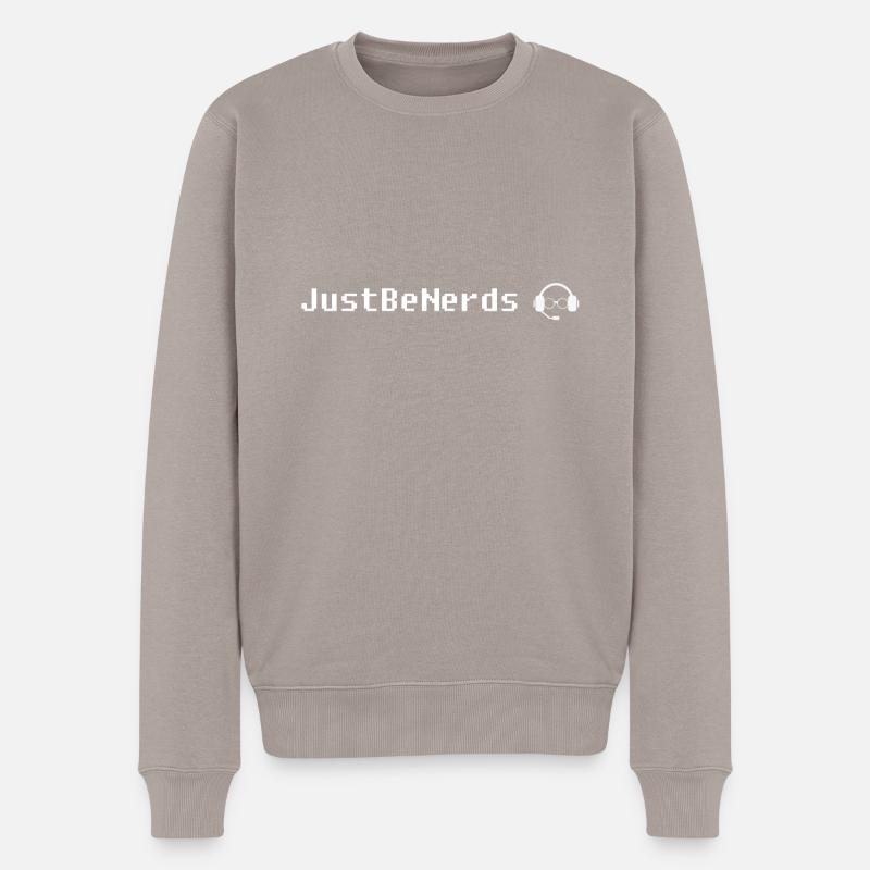 JUSTBENERDS + Logo - Männer Premium Bio Pullover - Taupe