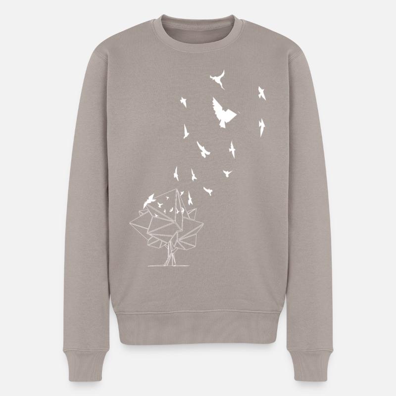 birds_special_white - Pull Premium bio Homme - taupe