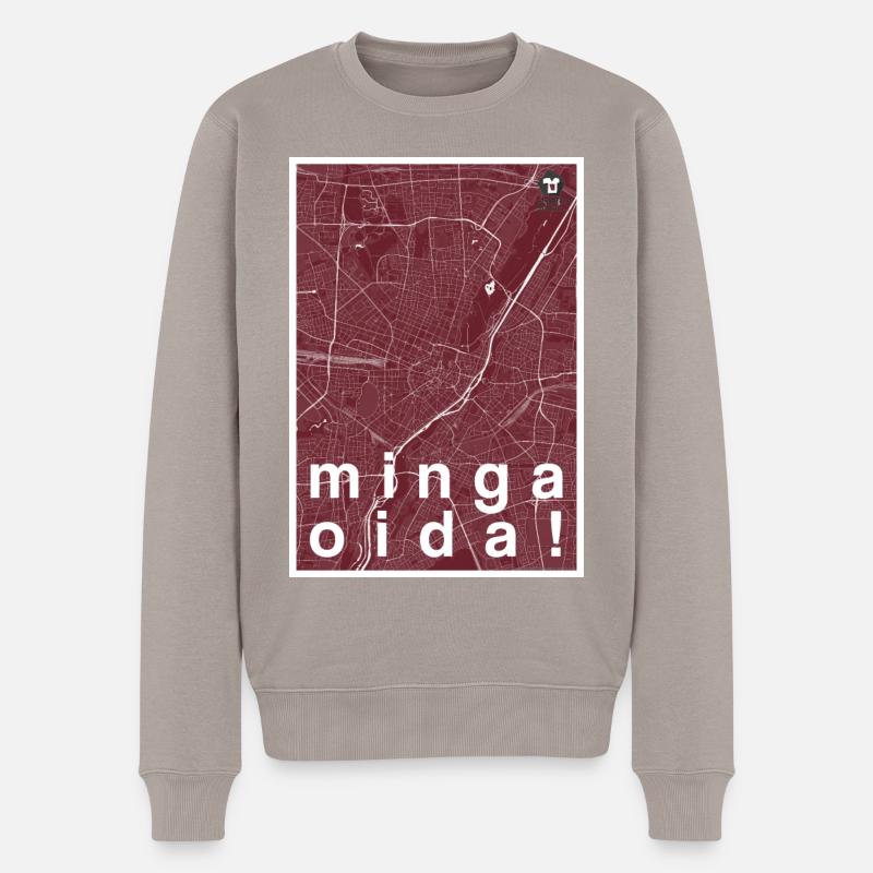 München Hipster Stadt Karte rot minga oida! - Männer Premium Bio Pullover - Taupe