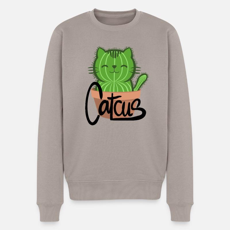 Catcus - Männer Premium Bio Pullover - Taupe