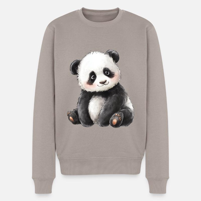 Süßer Baby Panda - Männer Premium Bio Pullover - Taupe