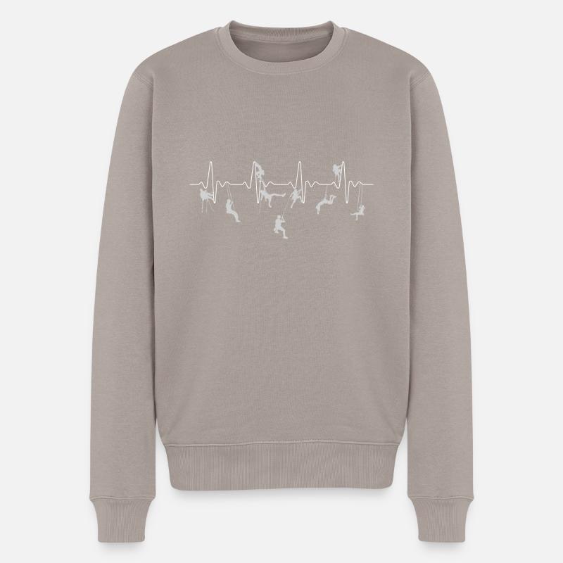 Kletterer Heartbeat - Männer Premium Bio Pullover - Taupe