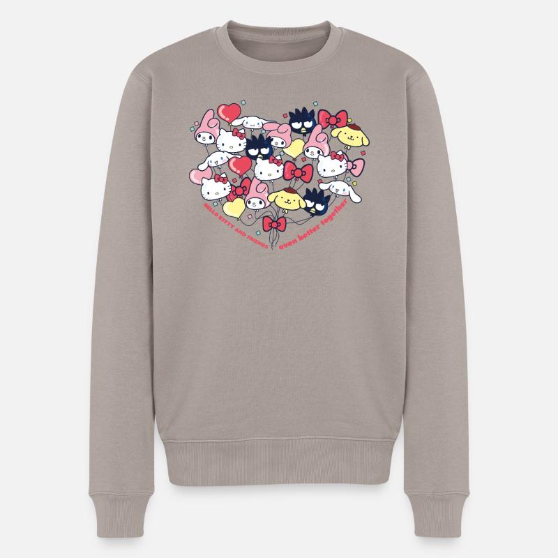 Hello Kitty And Friends Ballons In Herzform - Männer Premium Bio Pullover - Taupe
