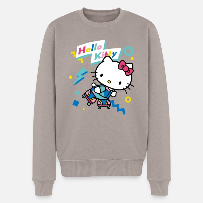 Hello Kitty 90er Stile Mit Rollschuhen - Männer Premium Bio Pullover - Taupe