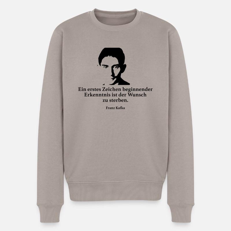Kafka: Ein erstes Zeichen beginnender Erkenntnis - Männer Premium Bio Pullover - Taupe