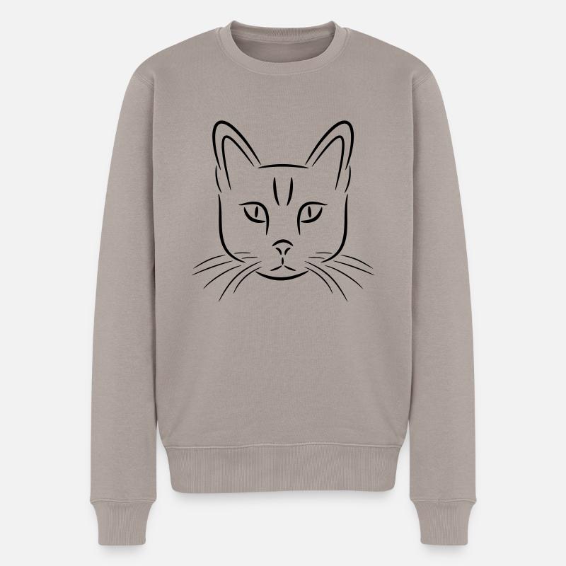 Katze - Männer Premium Bio Pullover - Taupe