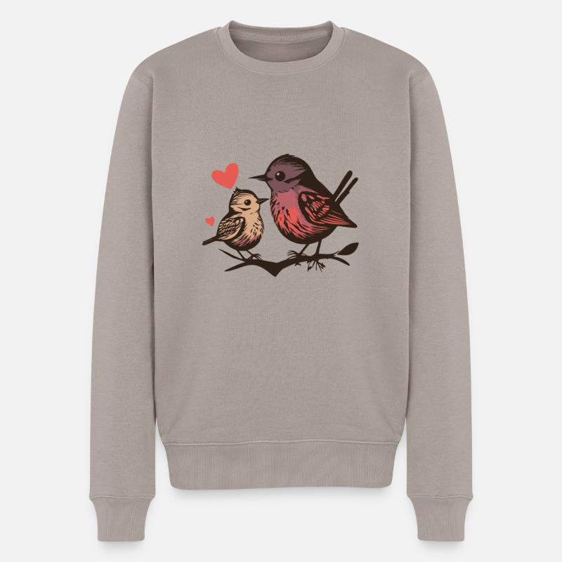 Eltern und Baby Vogel - Männer Premium Bio Pullover - Taupe