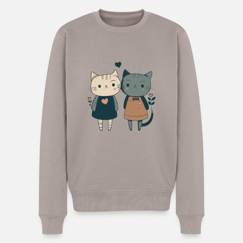 Paire de chats mignons - Pull Premium bio Homme - taupe