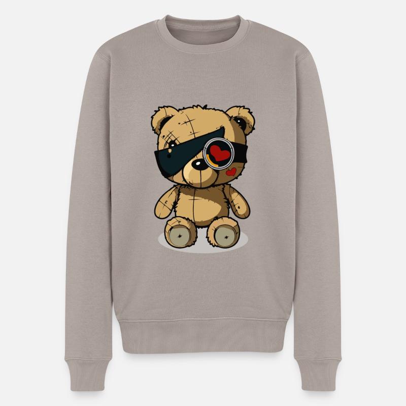 Cache-œil mignon ours - Pull Premium bio Homme - taupe