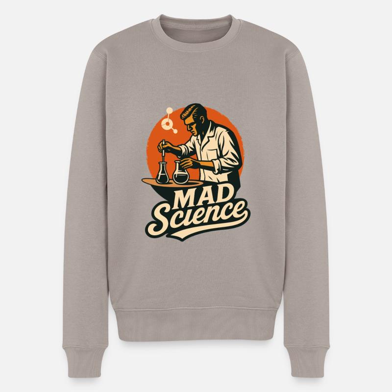 Verrückter Wissenschaftler im Labor - Männer Premium Bio Pullover - Taupe