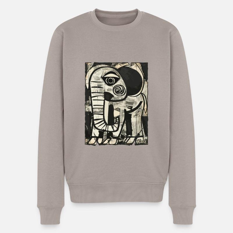 Abstrakter Elefant in Schwarz-Weiß - Männer Premium Bio Pullover - Taupe