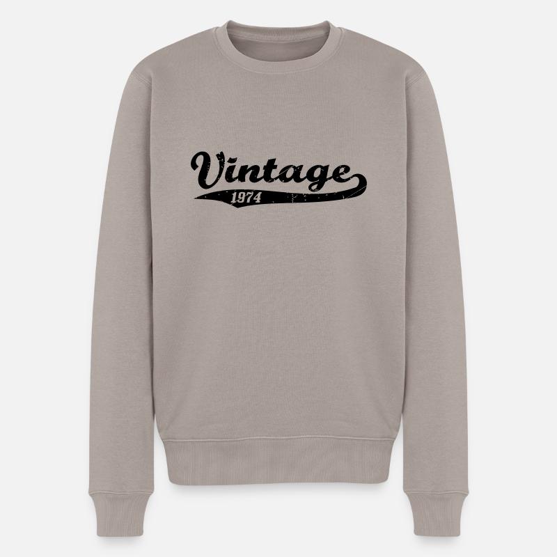 Vintage 1974 - Männer Premium Bio Pullover - Taupe