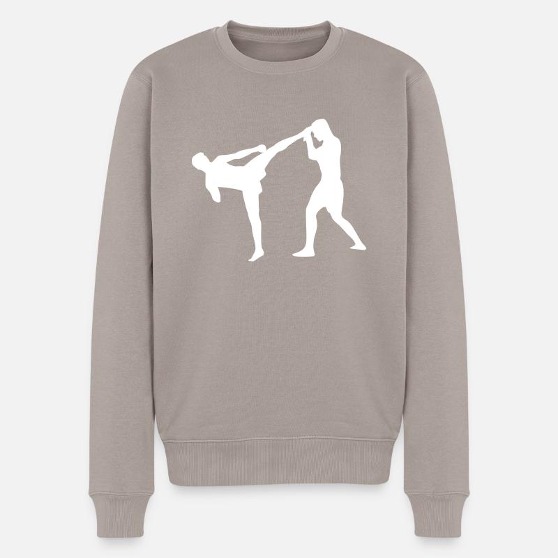 Kickboxing, Martial Arts - Männer Premium Bio Pullover - Taupe