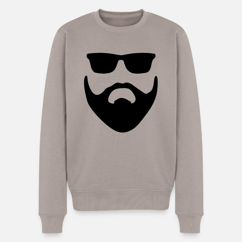 Bart Gesicht Vektor - Männer Premium Bio Pullover - Taupe