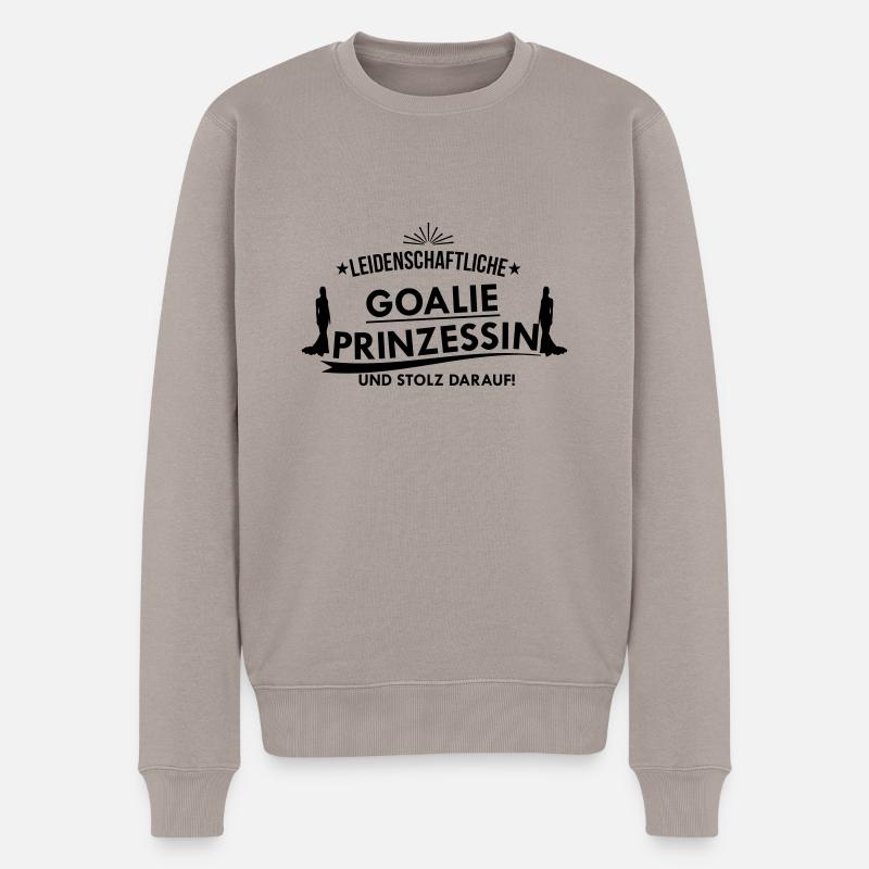 Leidenschaftliche Prinzessin Goalie - Männer Premium Bio Pullover - Taupe