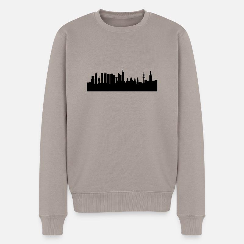 Frankfurt Skyline - Frankfurt Souvenirs - Männer Premium Bio Pullover - Taupe