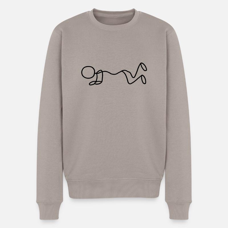 Strichmännchen - Liegestütze - Männer Premium Bio Pullover - Taupe