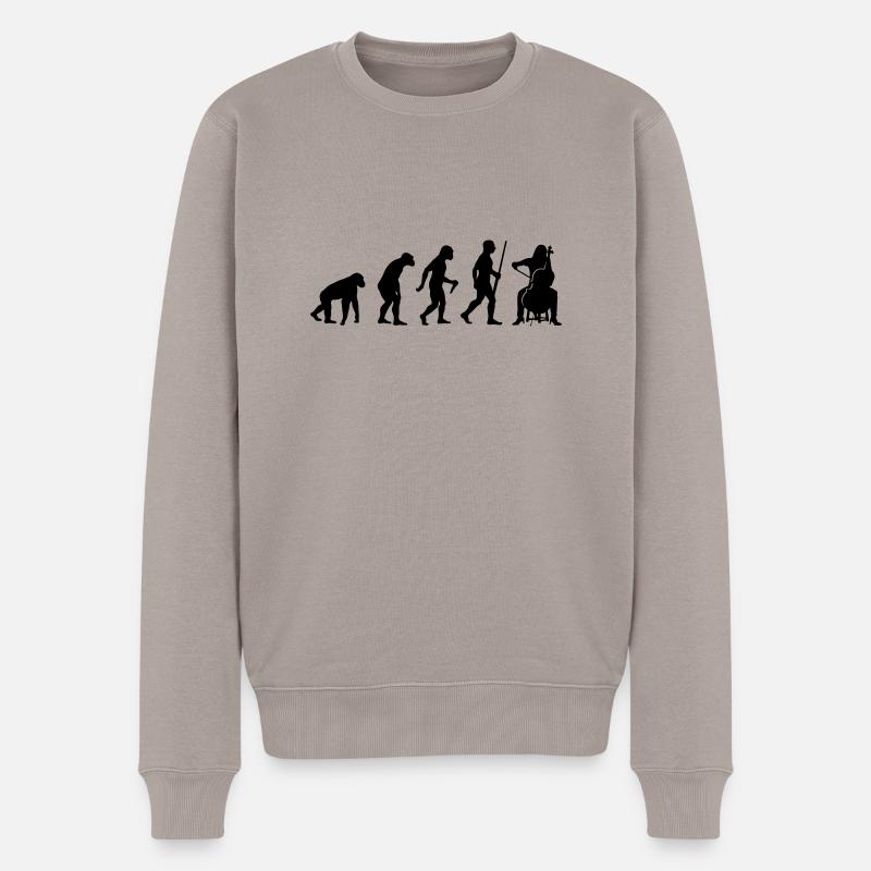Cello Player Evolution - Männer Premium Bio Pullover - Taupe