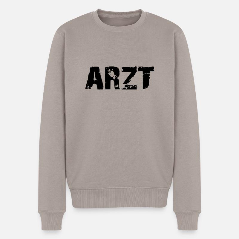 arzt_deutsch - Männer Premium Bio Pullover - Taupe