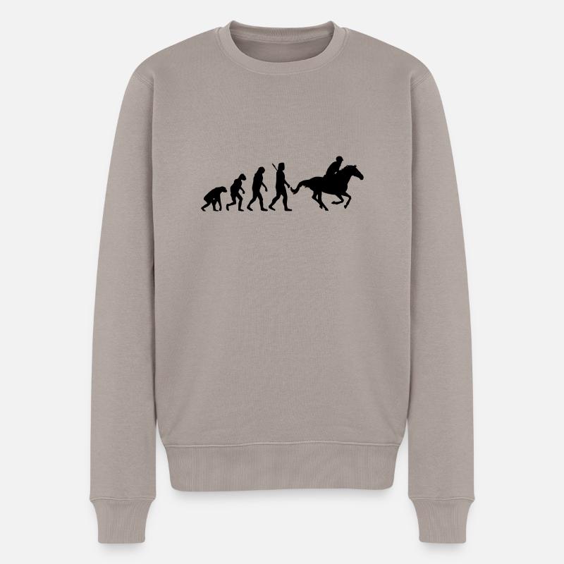 Evolution Reiten - Männer Premium Bio Pullover - Taupe