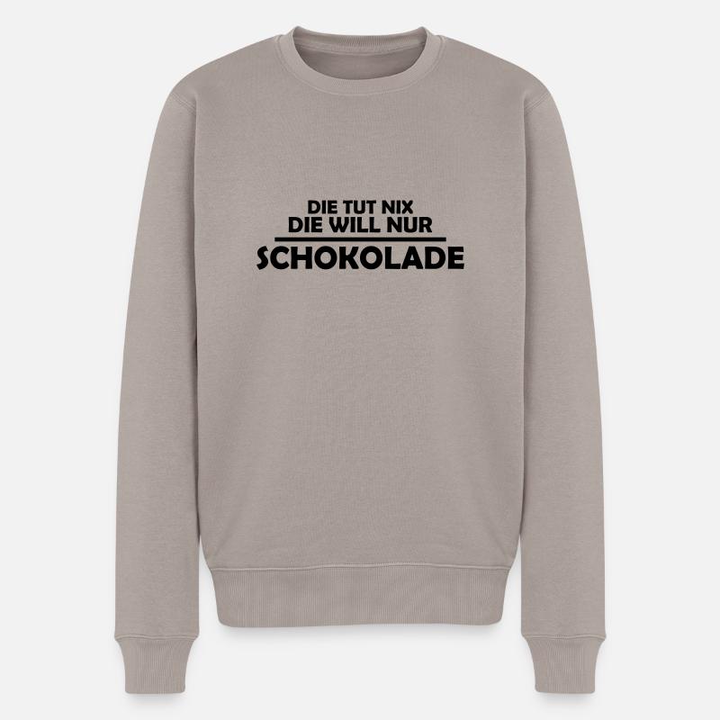 Die tut nix die will nur schokolade - Männer Premium Bio Pullover - Taupe