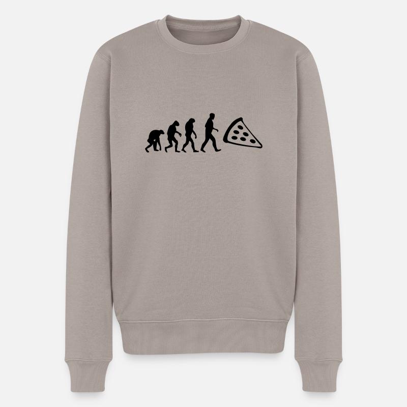 pizza evolution - Männer Premium Bio Pullover - Taupe