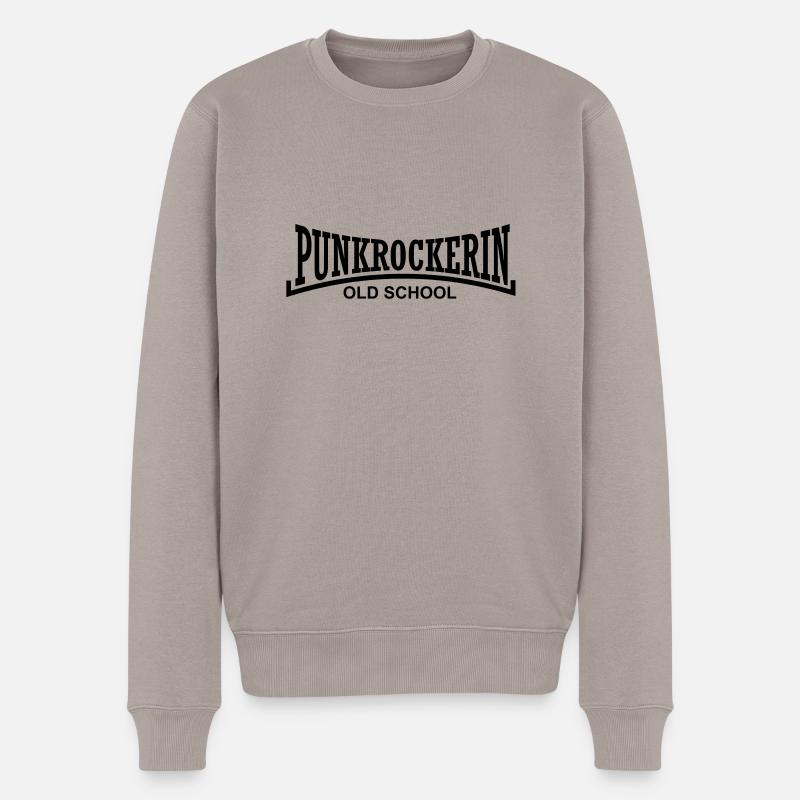 punkrockerin old school - Männer Premium Bio Pullover - Taupe