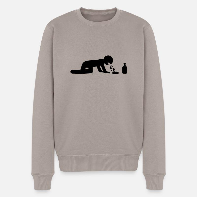 drink_and_puke - Männer Premium Bio Pullover - Taupe