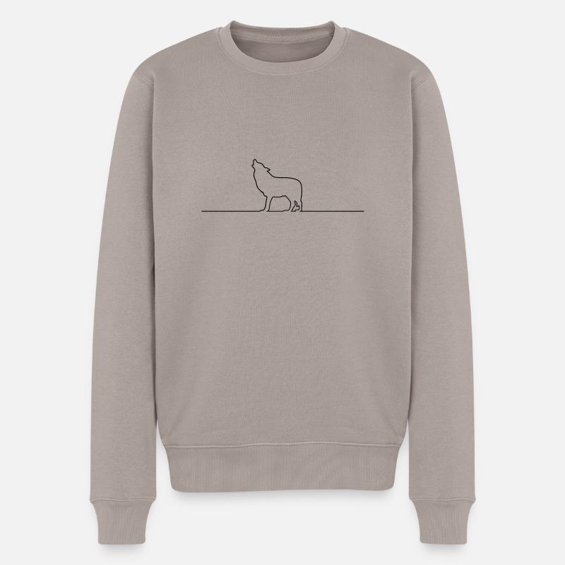 wolf design - Männer Premium Bio Pullover - Taupe