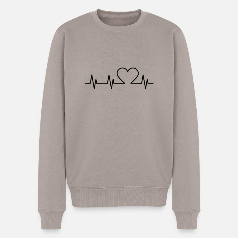 Herzschlag - Männer Premium Bio Pullover - Taupe