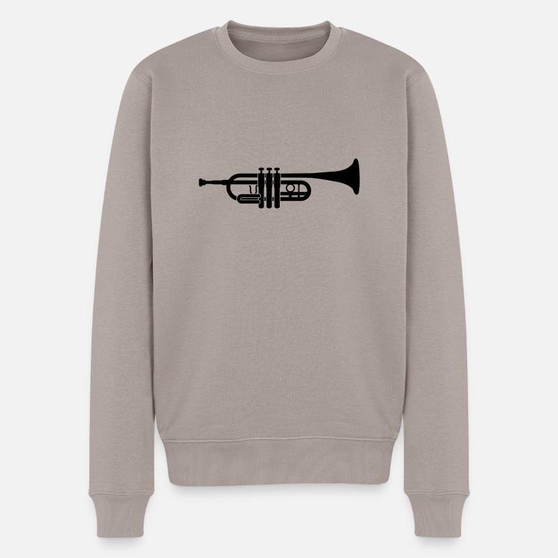 Trompete - Männer Premium Bio Pullover - Taupe