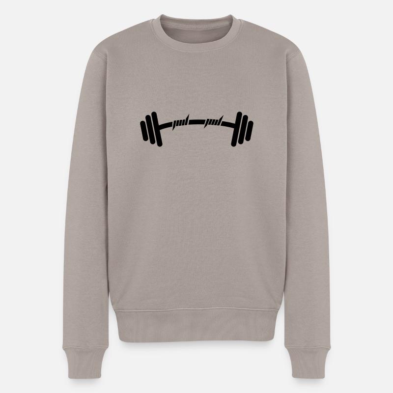 Bodybuilder - Männer Premium Bio Pullover - Taupe