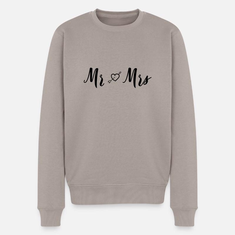 mr_mrs_heart - Männer Premium Bio Pullover - Taupe