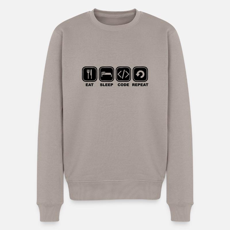 Eat, sleep, Code, Repeat - Männer Premium Bio Pullover - Taupe