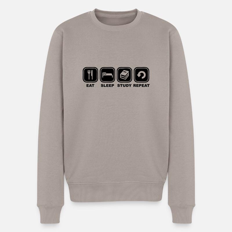 Eat, sleep, study, Repeat - Pull Premium bio Homme - taupe