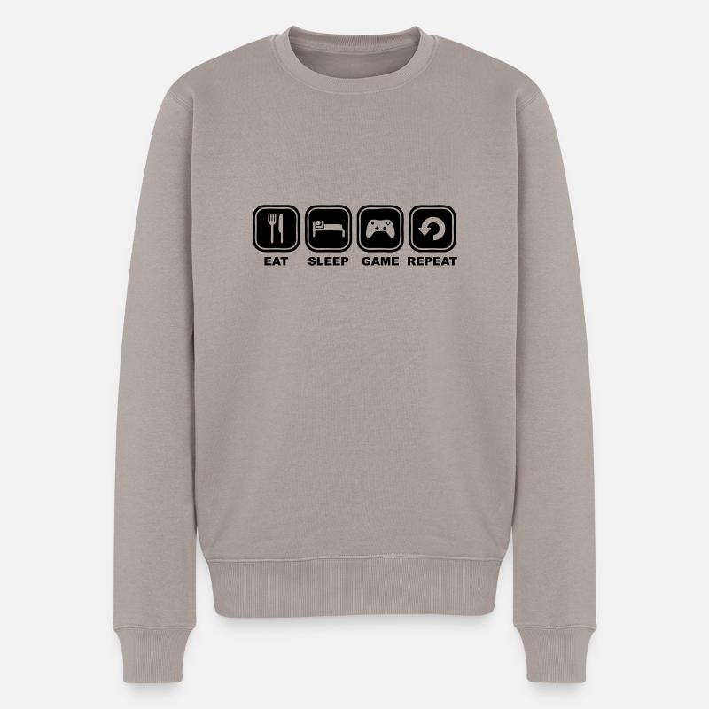 Eat, sleep, game, Repeat - Pull Premium bio Homme - taupe