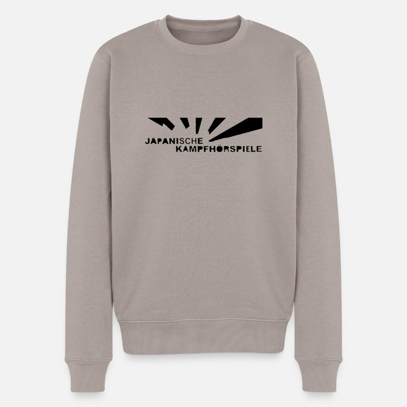 JAPANISCHE KAMPFHÖRSPIELE - Männer Premium Bio Pullover - Taupe