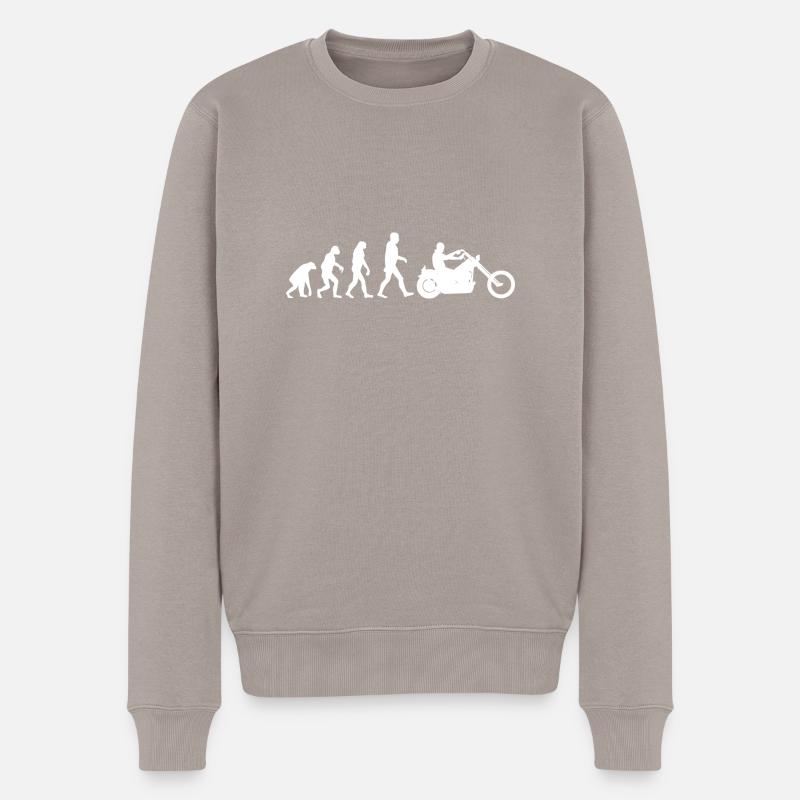 Biker Evolution Chopper - Männer Premium Bio Pullover - Taupe
