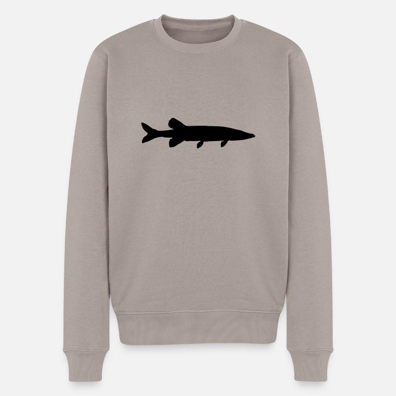 hecht fisch silhouette - Männer Premium Bio Pullover - Taupe
