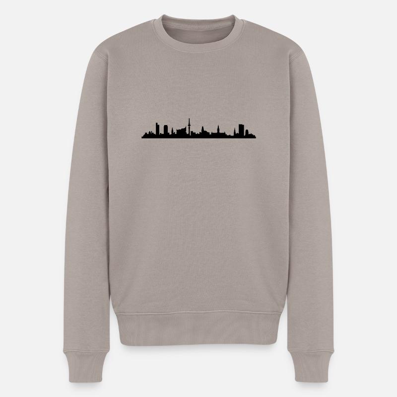 Skyline Hamburg - Männer Premium Bio Pullover - Taupe