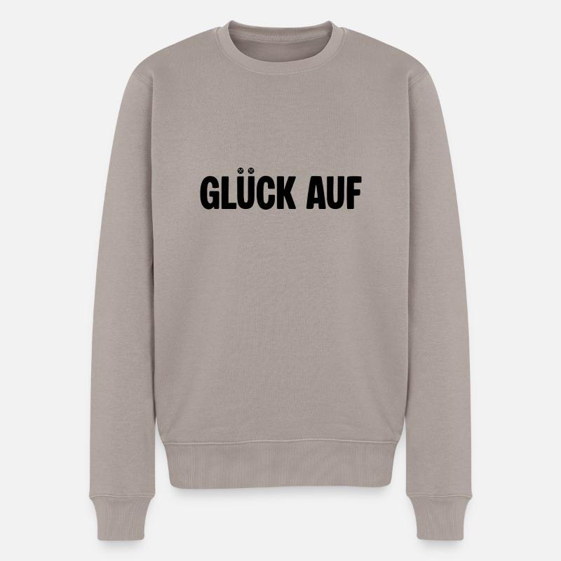 Glueck auf Hammer Erzgebirge - Männer Premium Bio Pullover - Taupe