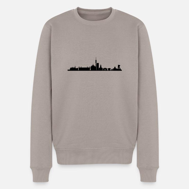 Skyline Dortmund Schwarz - Männer Premium Bio Pullover - Taupe
