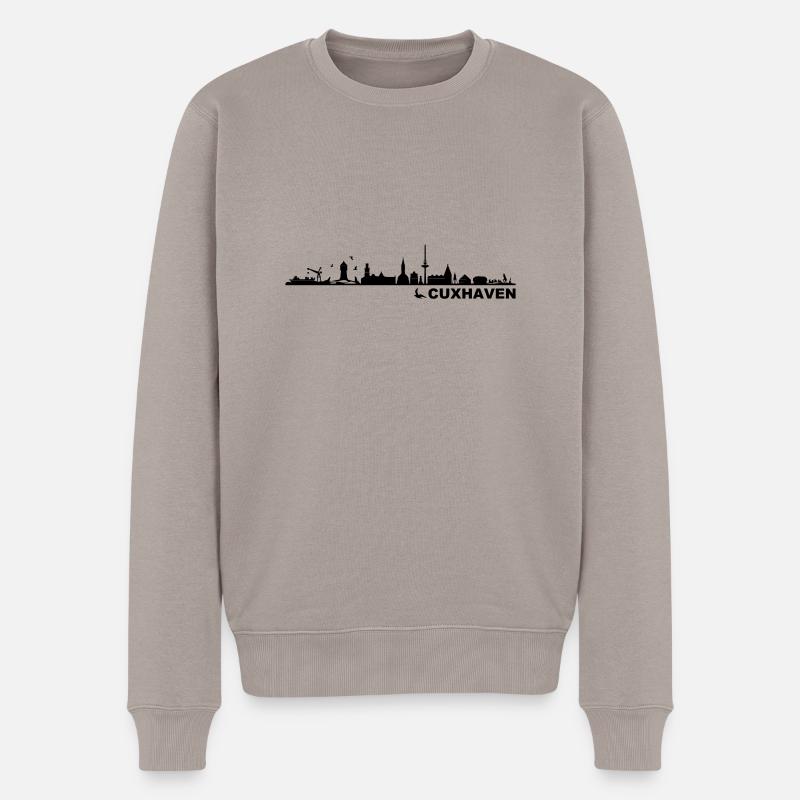 Skyline - Küste Cuxhaven - Männer Premium Bio Pullover - Taupe